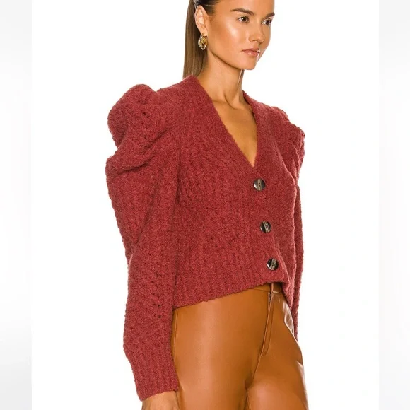 Ulla Johnson Odette Cardigan in maroon size S - Picture 2 of 8